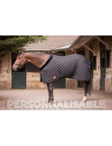 Paddock Sports - Couverture d'écurie Diagonal 400 g Personnalisable - Noir