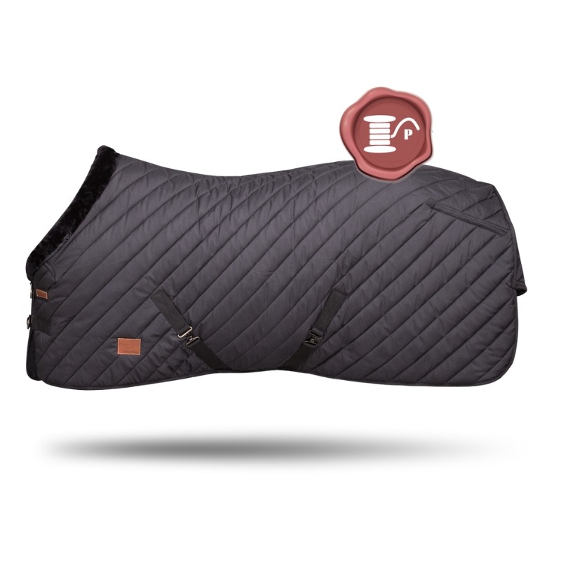 Paddock Sports - Couverture d'écurie Diagonal 400 g Personnalisable - Noir